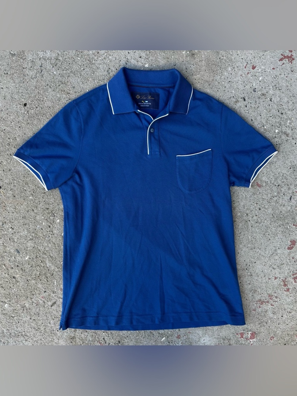 Loro Piana Regatta Polo Short Sleeve Men's S Cotton Italy Cobalt Quiet Luxury